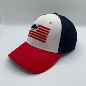 Chevrolet Mens Patriotic Red White Navy Blue Cruisin Sports Strapback Hat